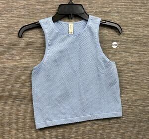 LyreBird Anthropologie Textured Knit Tank Top Womens L/XL Blue Metallic Stretch
